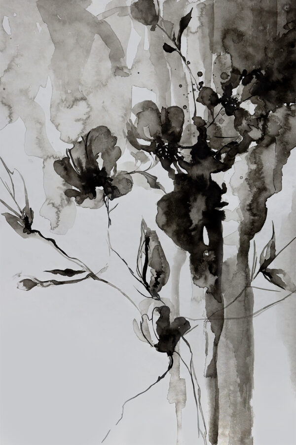Black and White Abstract Florals Artwork