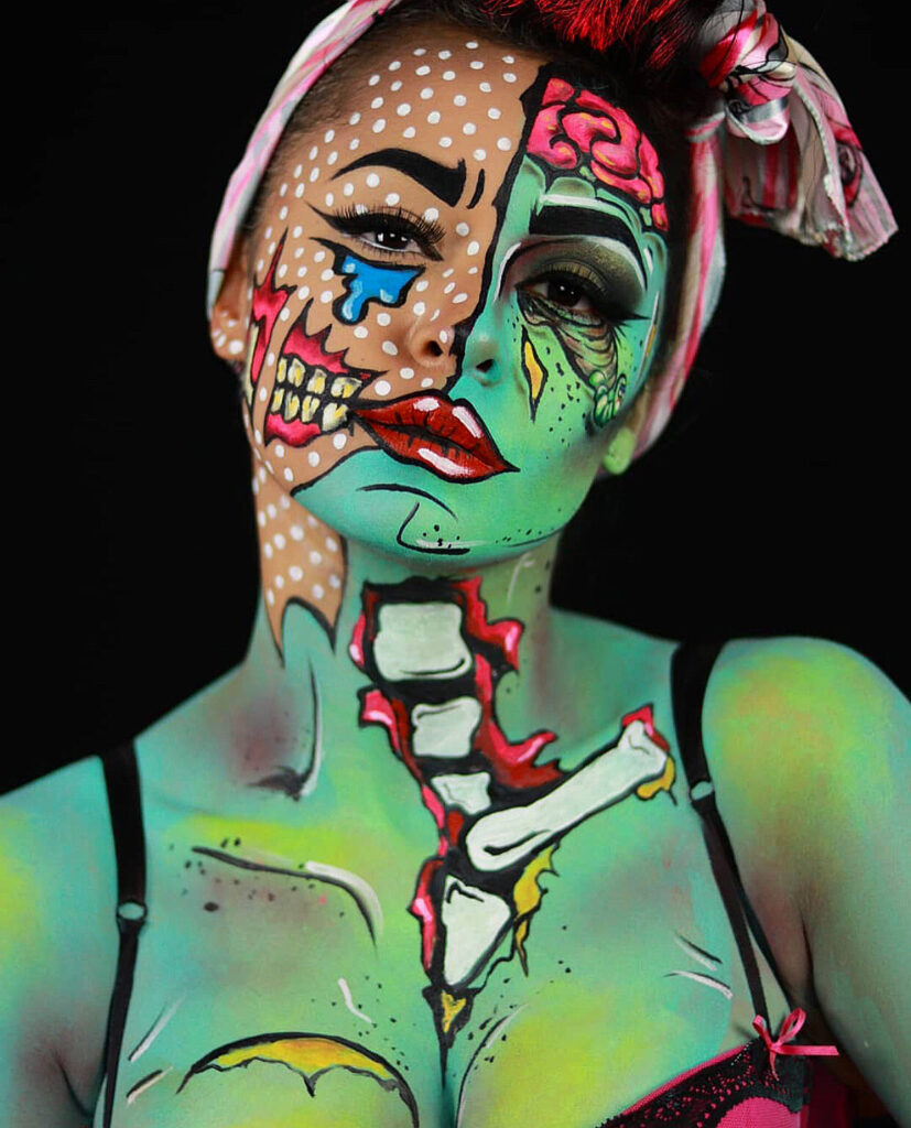 Pop Art Zombie Halloween Makeup Art, Body Painting